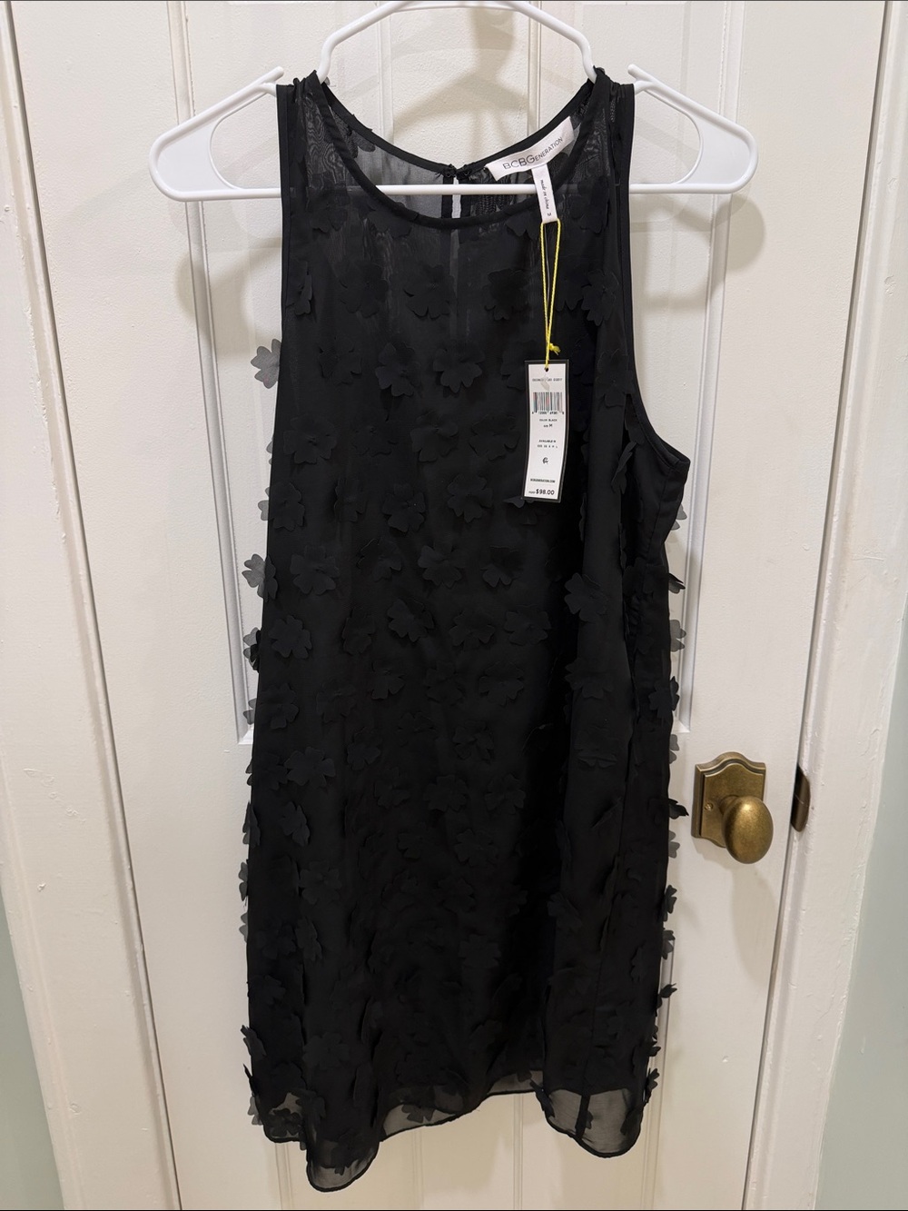 BCBGeneration Black Floral-Appliqué Mini Dress